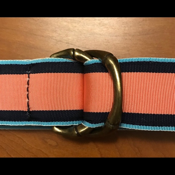 J. Crew - Coral and navy stripe belt. - Picture 1 of 4